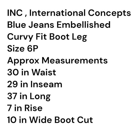 INC DENIM Women's Bootcut Jeans Blue 5-Pocket Design Comfort Size 6P Embellished - Picture 3 of 12